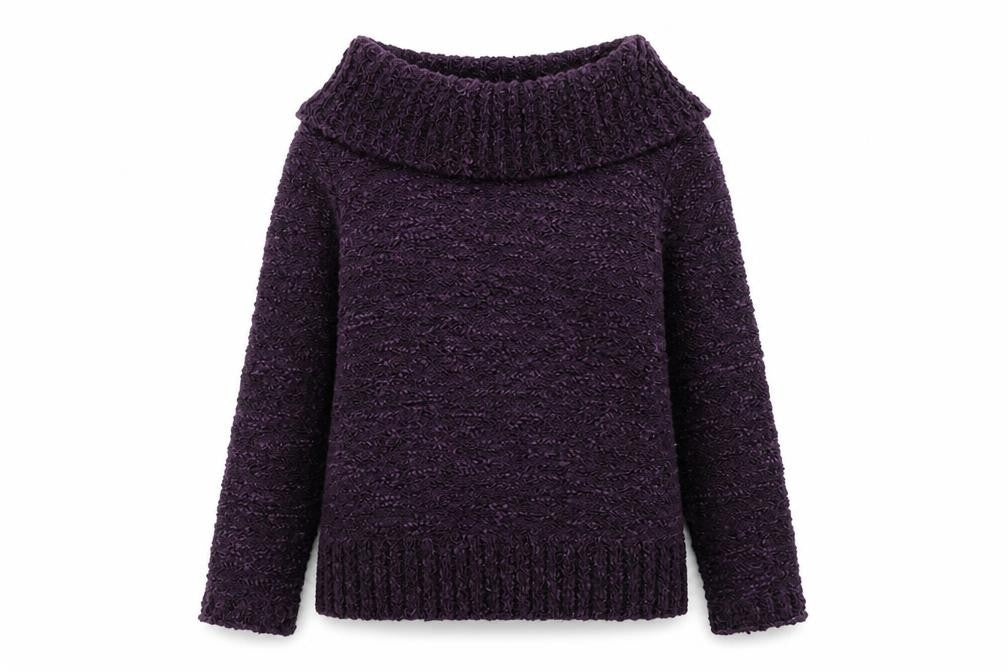 ALEXARA Womens Purple Roll Neck Acrylic Pullover Jumper Size M