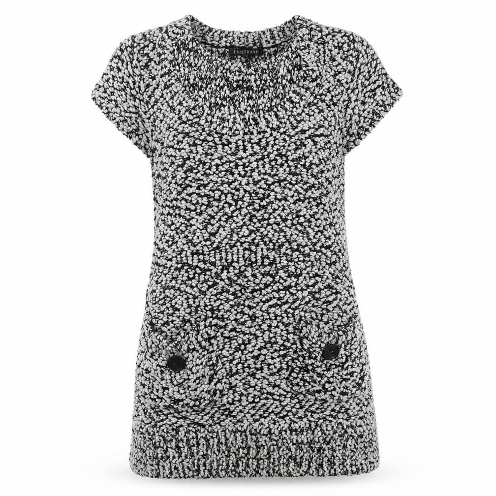 Fire Brand Womens Black Geometric Acrylic Jumper Dress Size L Round Neck Pullover