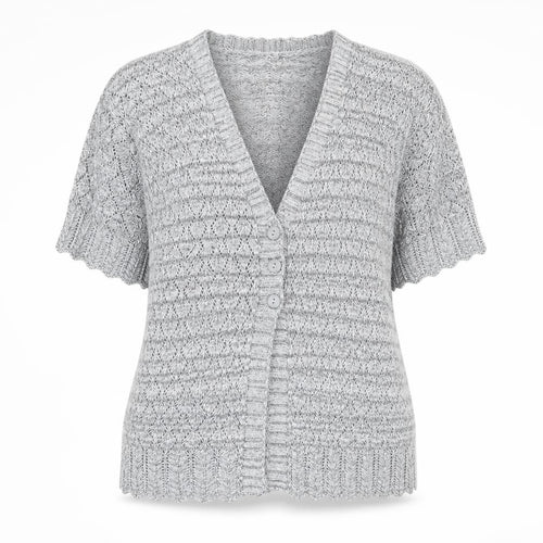 CHIC Womens Grey V-Neck Acrylic Cardigan Jumper Size XL