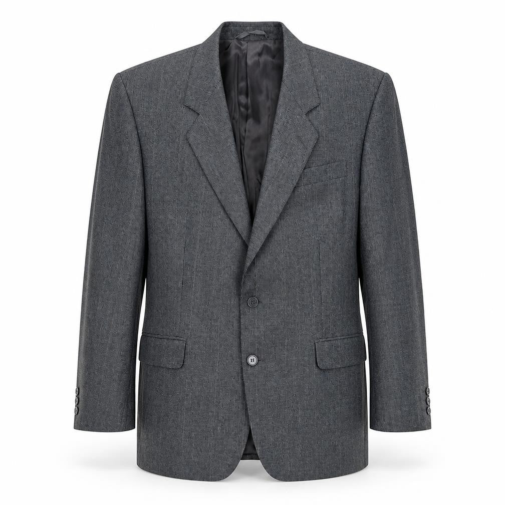 Front view of James Barry men’s grey wool jacket suit jacket, size 42, regular