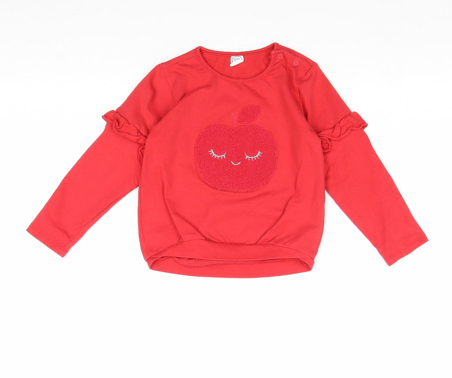Cool Club Girls Red Cotton Pullover Sweatshirt Size 2-3 Years Snap - Apple