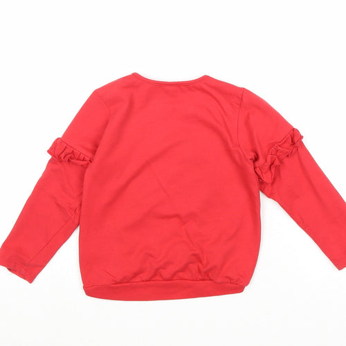 Cool Club Girls Red Cotton Pullover Sweatshirt Size 2-3 Years Snap - Apple