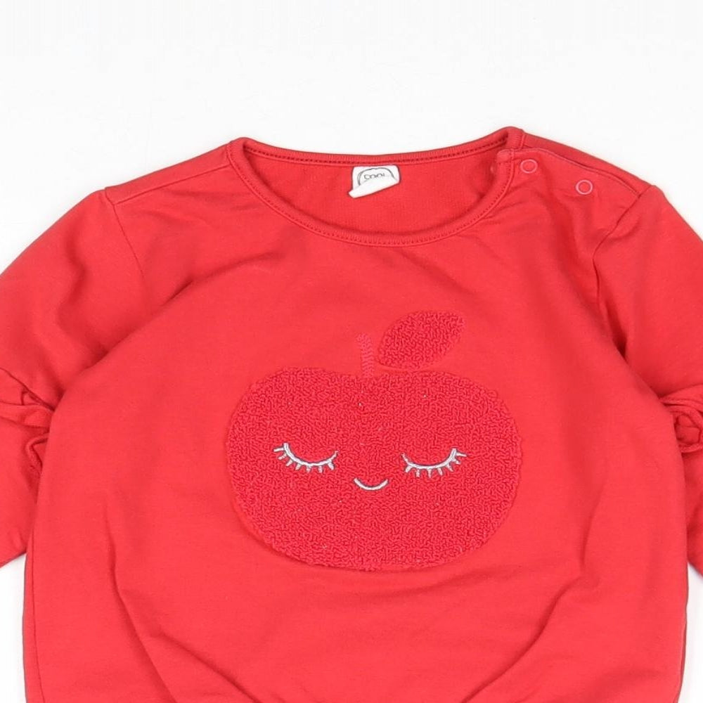 Cool Club Girls Red Cotton Pullover Sweatshirt Size 2-3 Years Snap - Apple