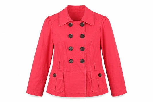 Front view of Marks & Spencer women’s pink jacket, size UK 16, button