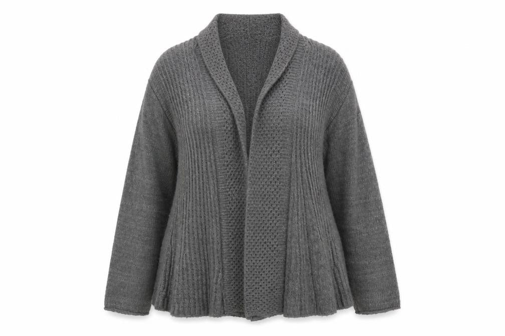 One by One Womens Grey V-Neck Acrylic Cardigan Jumper Size S