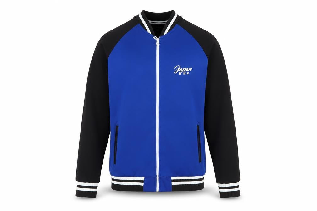 Front view of River Island men’s blue jacket, size XS, zip - japan