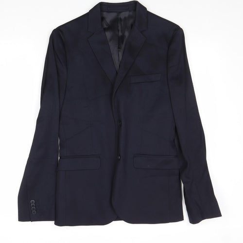 H&M Mens Blue Cotton Jacket Suit Jacket Size 34 Regular