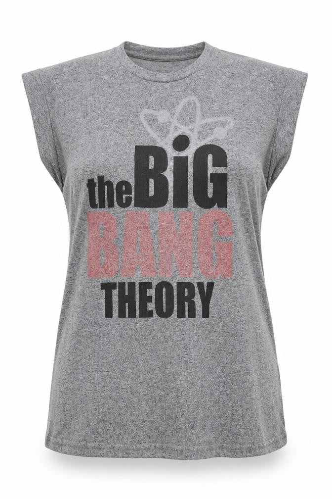 Front view of Atmosphere women’s grey polyester basic t-shirt, size UK 10, crew neck - the big bang theory