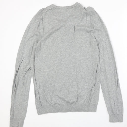 Gap Mens Grey V-Neck Cotton Pullover Jumper Size M Long Sleeve