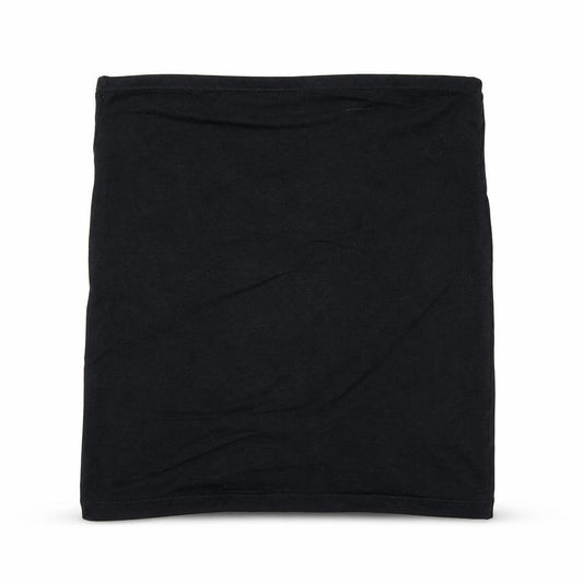 Front view of Preworn women’s black cotton a-line skirt, size UK 12