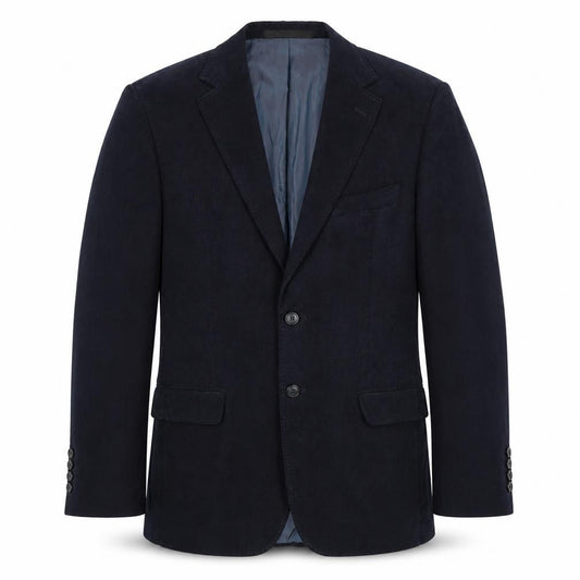 Front view of Marks & Spencer men’s blue polyester jacket blazer, size 38, regular