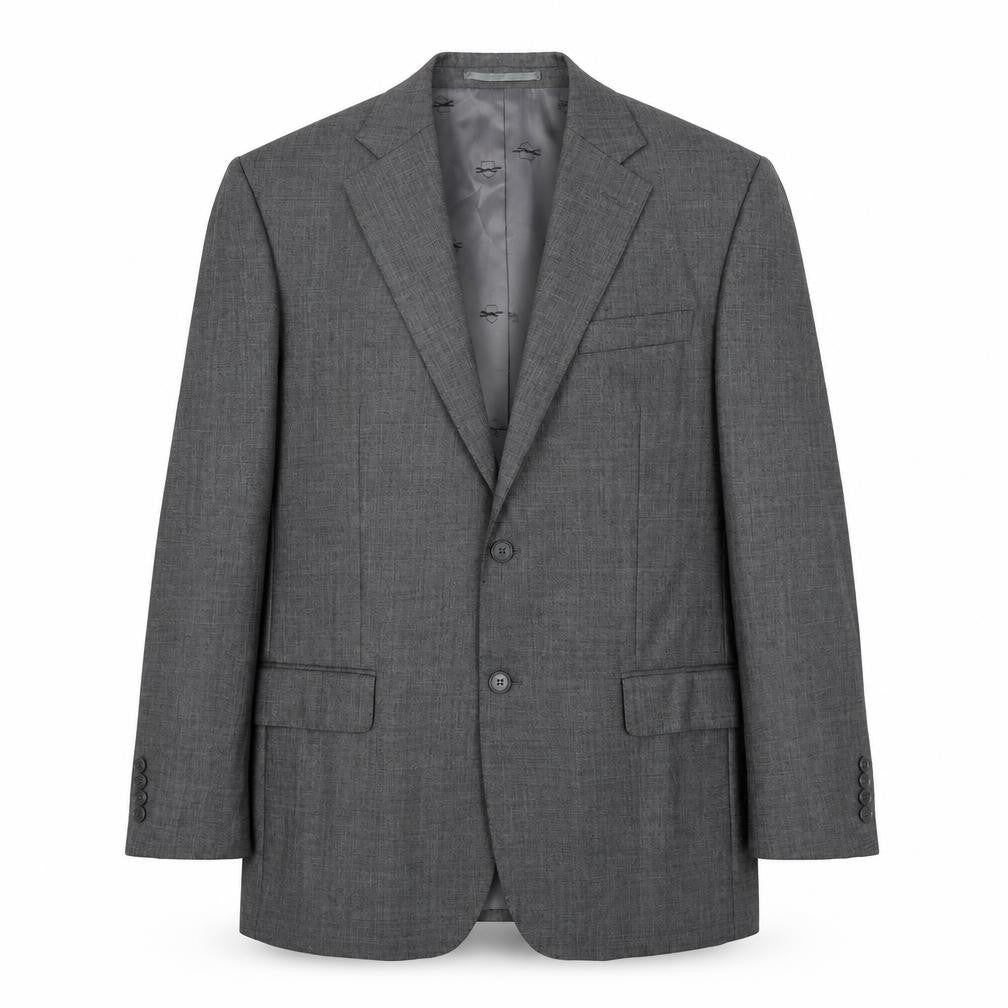 Front view of Paul Costelloe men’s grey wool jacket suit jacket, size 42, regular