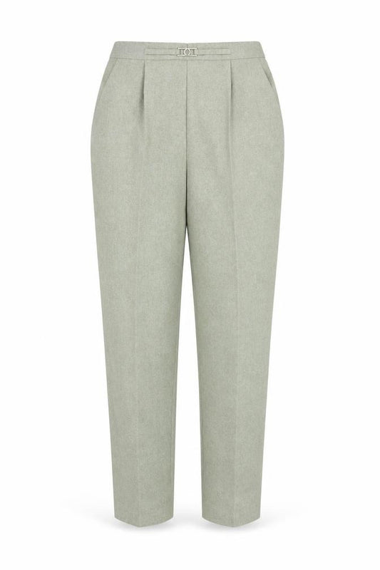 Front view of Classics women’s grey polyester trousers, size UK 10, regular