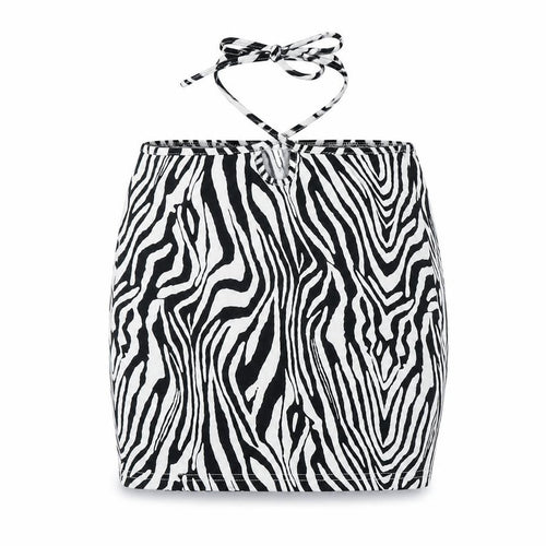 SheIn Womens White Animal Print Polyester Bandage Skirt Size M Tie - Zebra Pattern