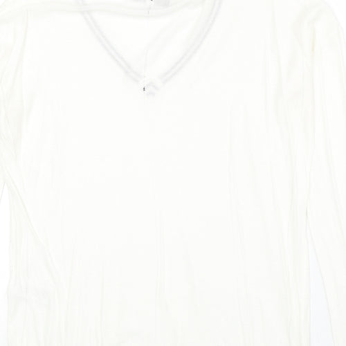 NEXT Womens Ivory V-Neck Viscose Pullover Jumper Size 10 Pullover - Stripe Detail