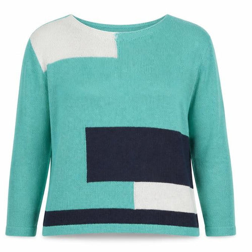 Sarah Hamilton Womens Green Round Neck Geometric Acrylic Pullover Jumper Size L