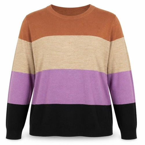 Marks and Spencer Womens Multicoloured Round Neck Striped Acrylic Pullover Jumper Size 14
