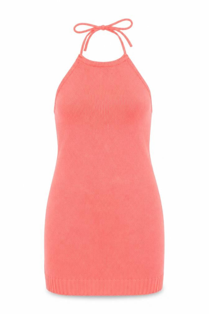 Boohoo Womens Pink Acrylic A-Line Size L Halter Tie
