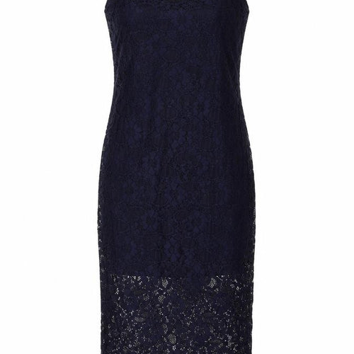 New Look Womens Blue Polyamide Slip Dress Size 8 Round Neck Zip