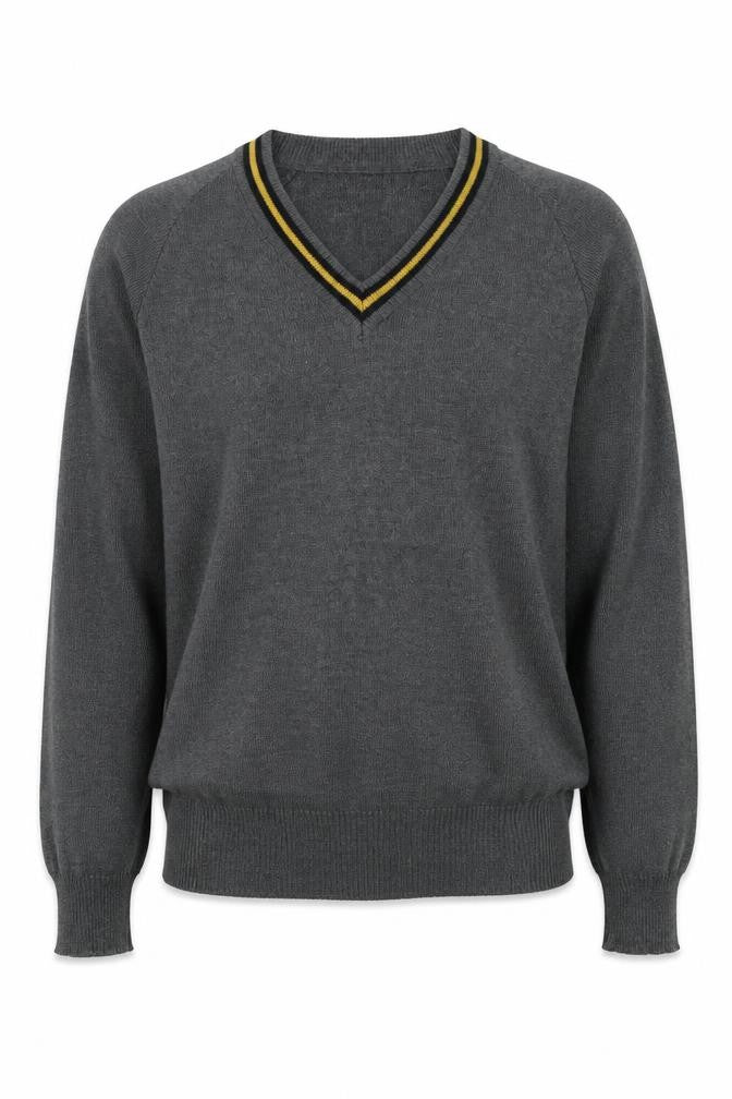 MagicFit Mens Grey V-Neck Cotton Pullover Jumper Size S Long Sleeve
