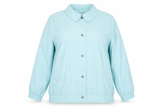 Front view of Damart women’s blue jacket, size UK 18, zip