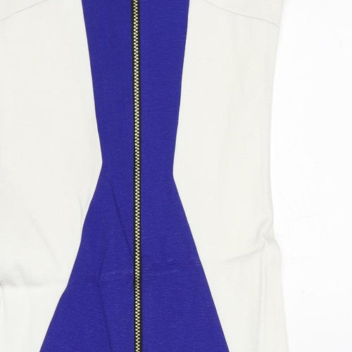 River Island Womens Multicoloured Colourblock Viscose Pencil Dress Size 8 Round Neck Zip