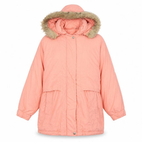 Knightsbridge Womens Pink Parka Coat Size L Zip - Fuax Fur Trim