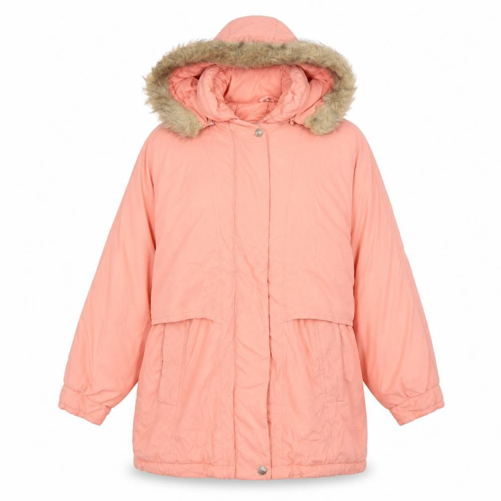 Knightsbridge Womens Pink Parka Coat Size L Zip - Fuax Fur Trim