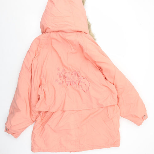 Knightsbridge Womens Pink Parka Coat Size L Zip - Fuax Fur Trim