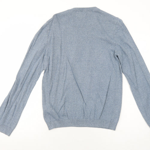 Topman Mens Blue Round Neck Cotton Pullover Jumper Size S Long Sleeve