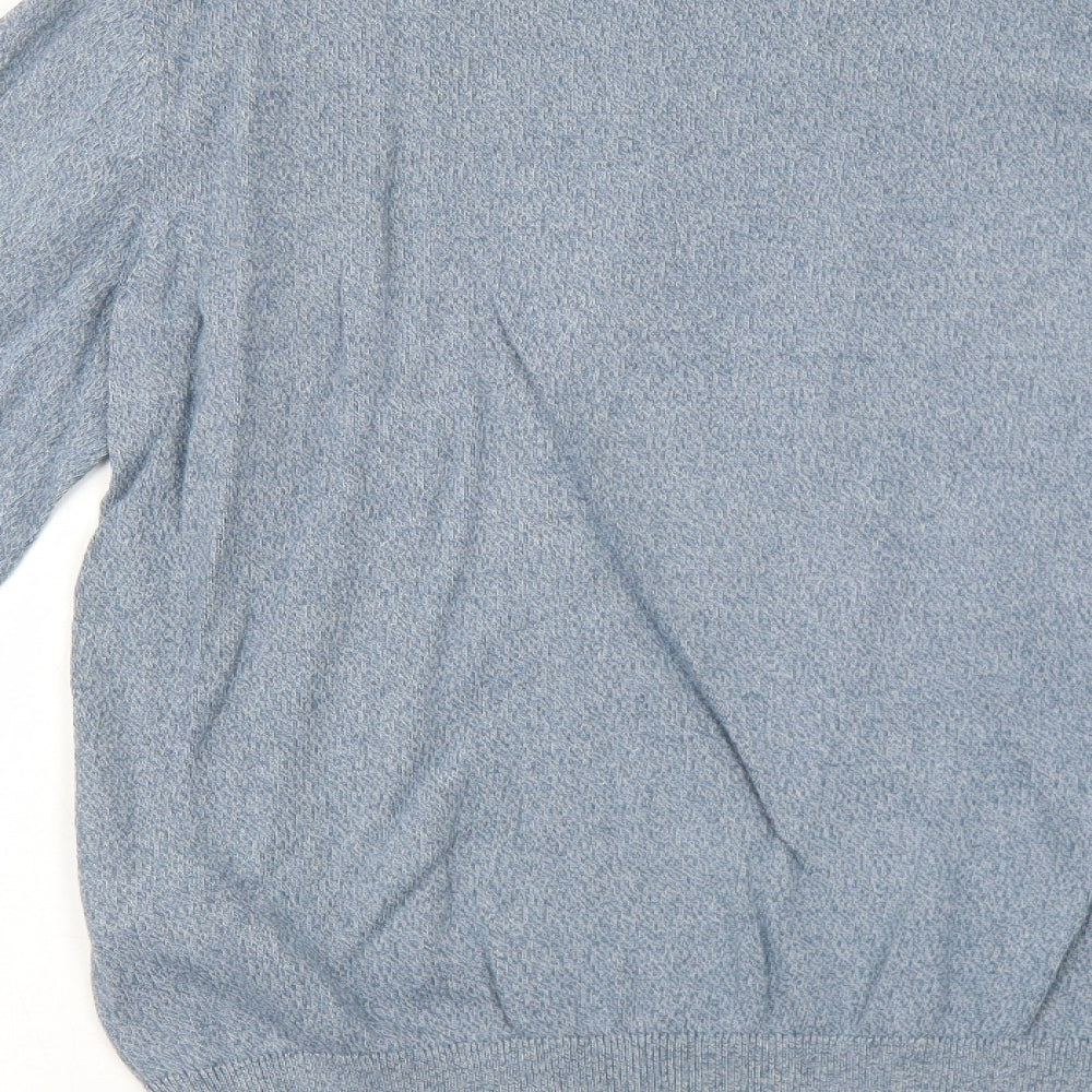 Topman Mens Blue Round Neck Cotton Pullover Jumper Size S Long Sleeve