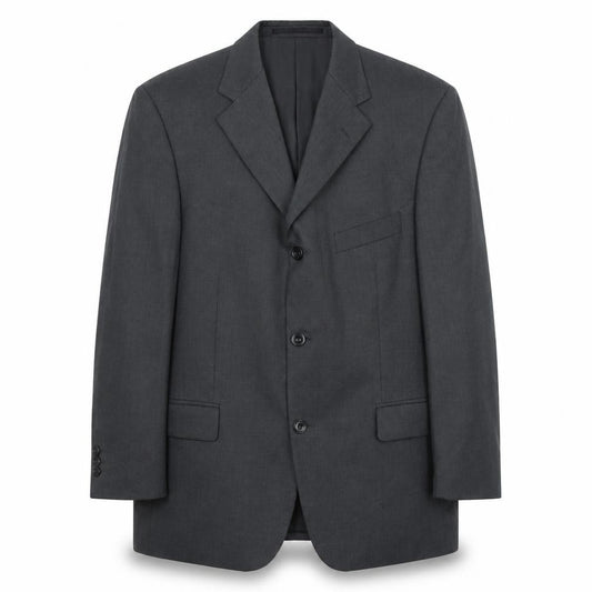 Front view of Scott & Taylor men’s grey polyester jacket suit jacket, size 44, regular