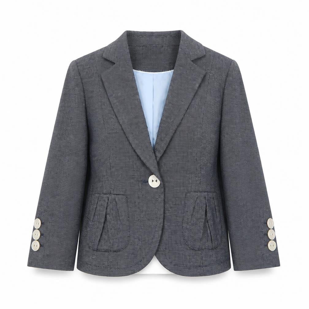 Front view of Marks & Spencer women’s black polyester jacket suit jacket, size UK 12