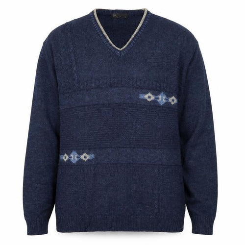 BHS Mens Blue V-Neck Acrylic Pullover Jumper Size S Long Sleeve