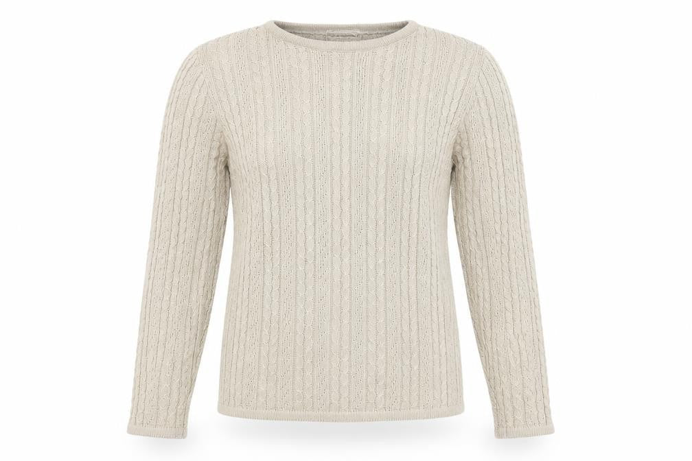 Front view of Nightingales women’s black round neck acrylic jumper, size S