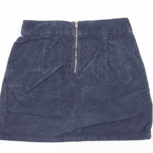Topshop Womens Blue Cotton Mini Skirt Size 28 in Zip