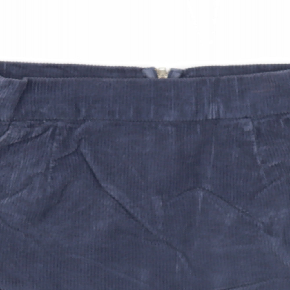 Topshop Womens Blue Cotton Mini Skirt Size 28 in Zip