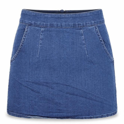 Denim & Co. Womens Blue Cotton A-Line Skirt Size 6 Zip