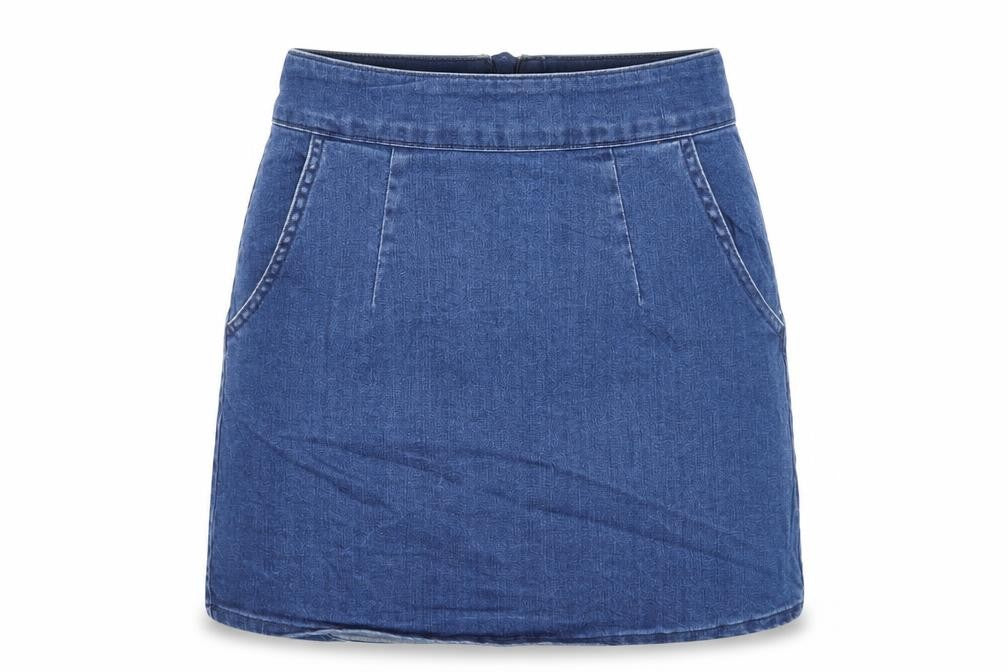 Denim & Co. Womens Blue Cotton A-Line Skirt Size 6 Zip