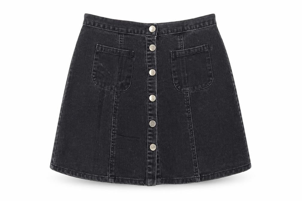 Cooperative Womens Black Cotton A-Line Skirt Size M Snap