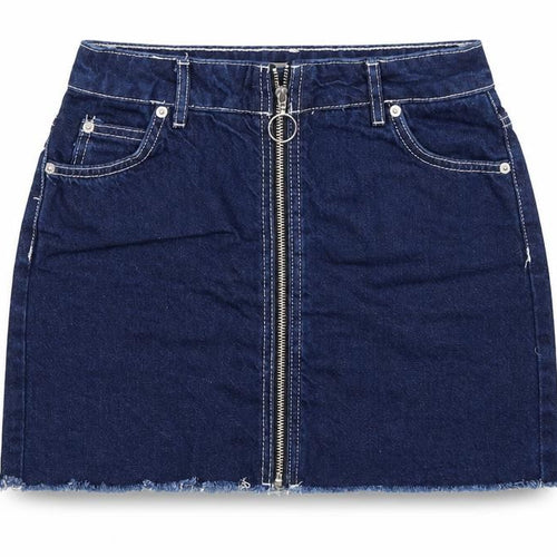 Topshop Womens Blue Cotton Mini Skirt Size 8 Zip