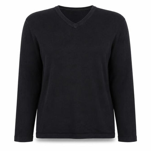 George Womens Black V-Neck Cotton Pullover Jumper Size M