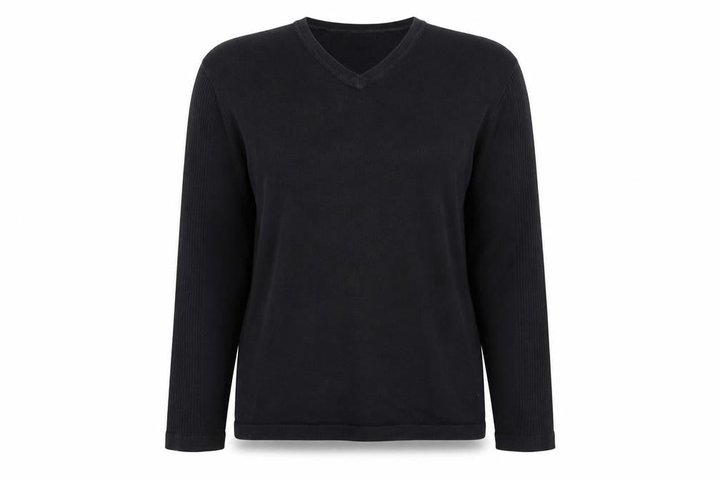 George Womens Black V-Neck Cotton Pullover Jumper Size M