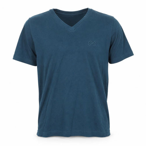 Ikon Mens Blue Cotton T-Shirt Size S V-Neck