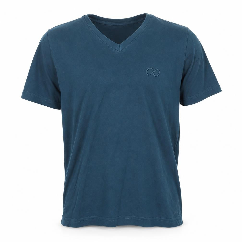 Ikon Mens Blue Cotton T-Shirt Size S V-Neck