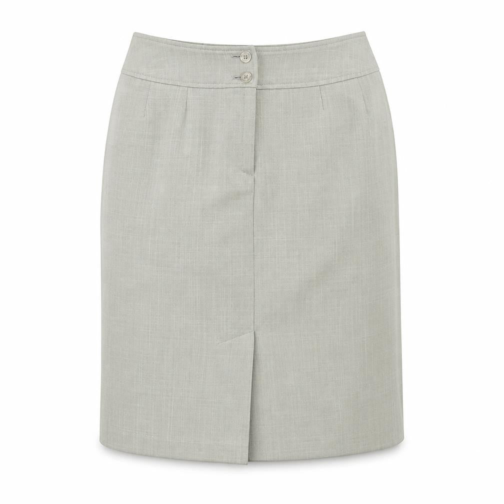 Front view of George women’s green polyester a-line skirt, size UK 12, button