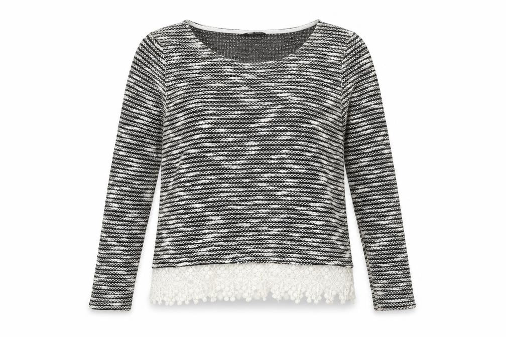 Front view of Select women’s black round neck cotton jumper, size UK 16