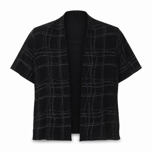 Berkertex Womens Black Plaid Viscose Kimono Blouse Size 18 V-Neck