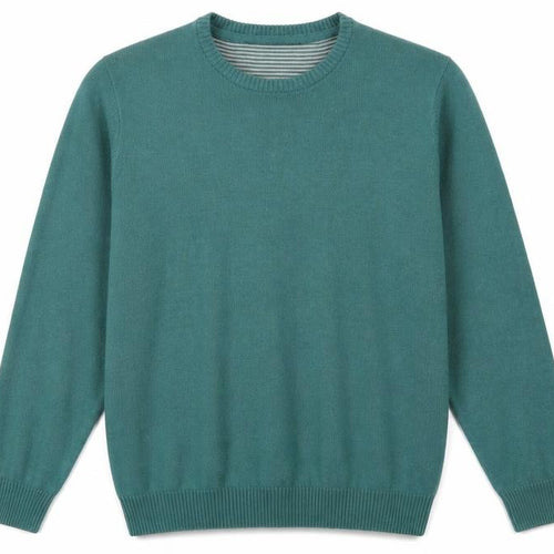 Avenue Mens Green Round Neck Acrylic Pullover Jumper Size M Long Sleeve