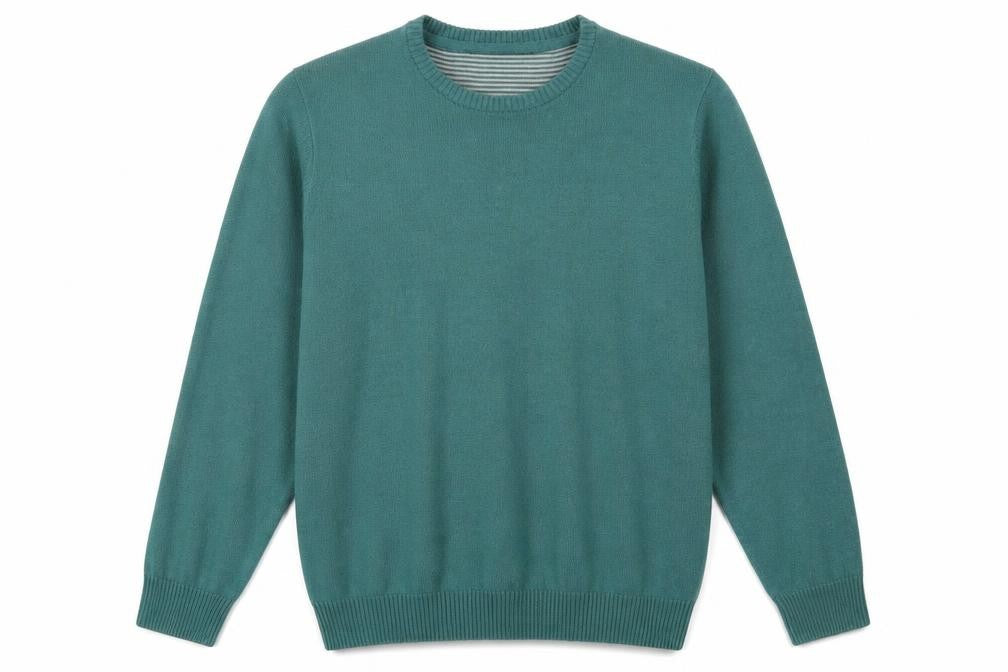 Avenue Mens Green Round Neck Acrylic Pullover Jumper Size M Long Sleeve